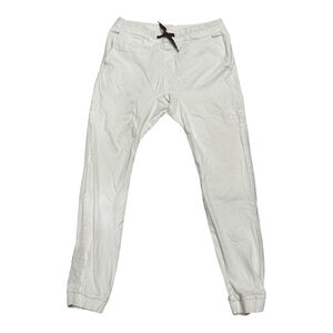 WT02 Pants Mens Large White Drawstring Jogger Elastic Cuff Casual Streetwear